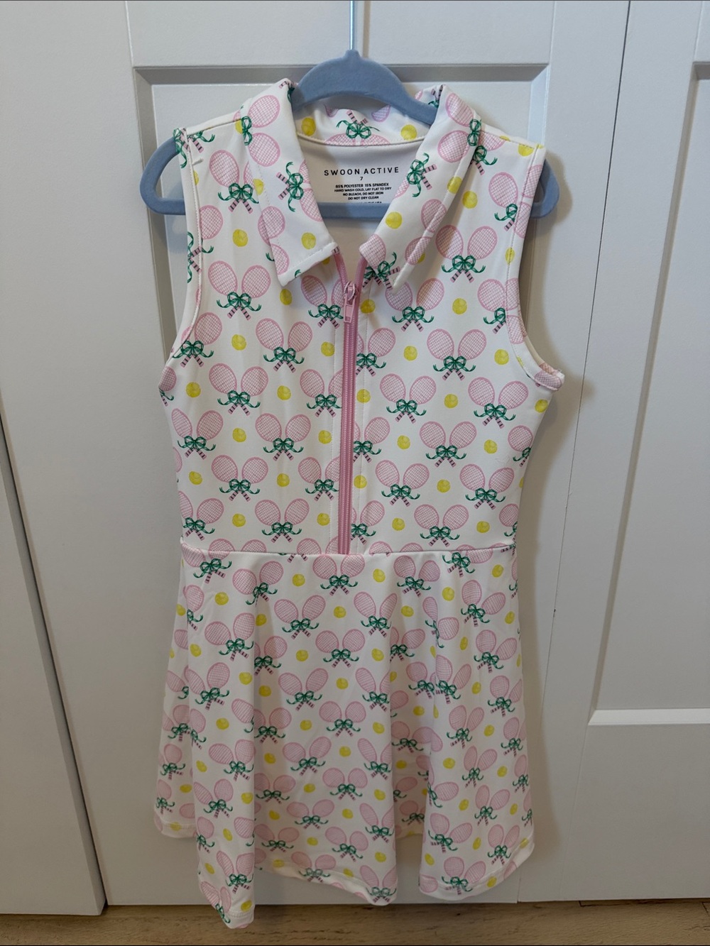 Swoon Boutique Pink Tennis Print Zip-Front Dress